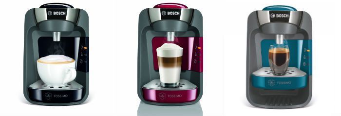 café Tassimo Suny en noir, rose et bleu